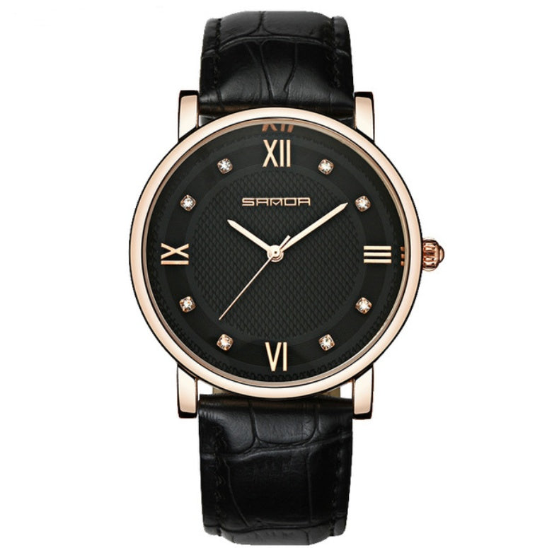 Watch strap casual waterproof quartz watch Black