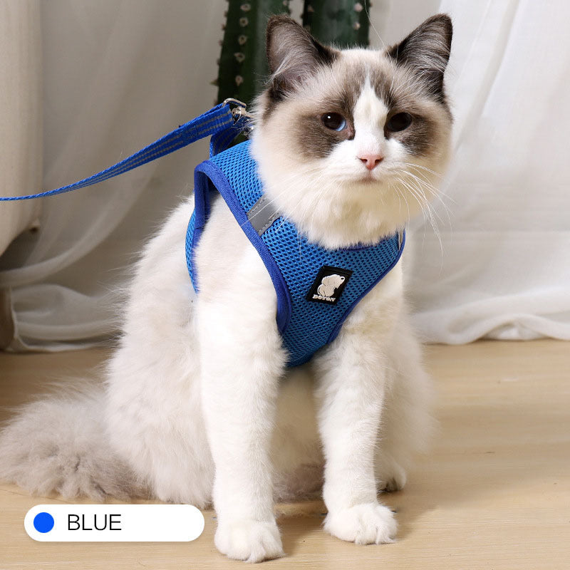 Anti-strike cat traction cat harness Blue