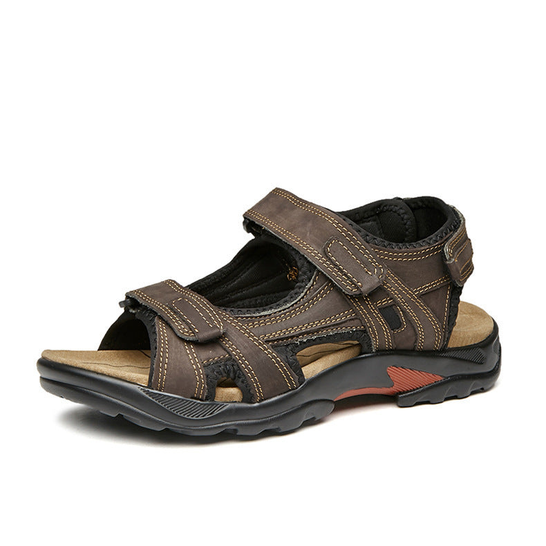 Outdoor Sandals Beach Leather Roman Sandals Brown