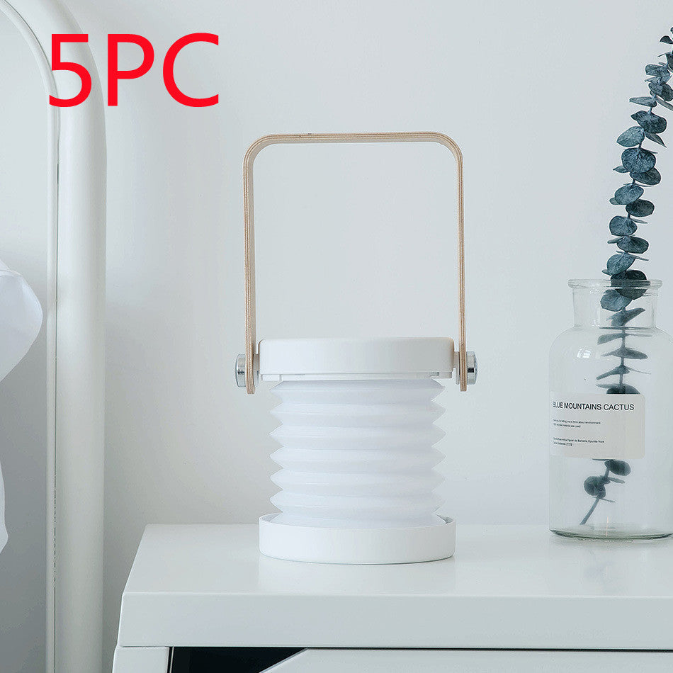 Foldable Touch Dimmable Reading LED Night Light Portable Lantern Lamp USB Rechargeable For Home Decor White 5PC 0.5watts