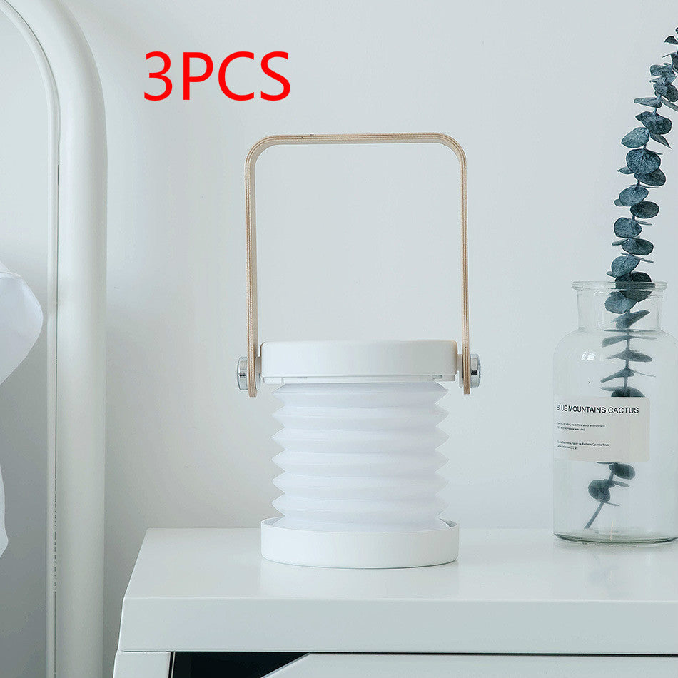 Foldable Touch Dimmable Reading LED Night Light Portable Lantern Lamp USB Rechargeable For Home Decor White 3pcs 0.5 watts