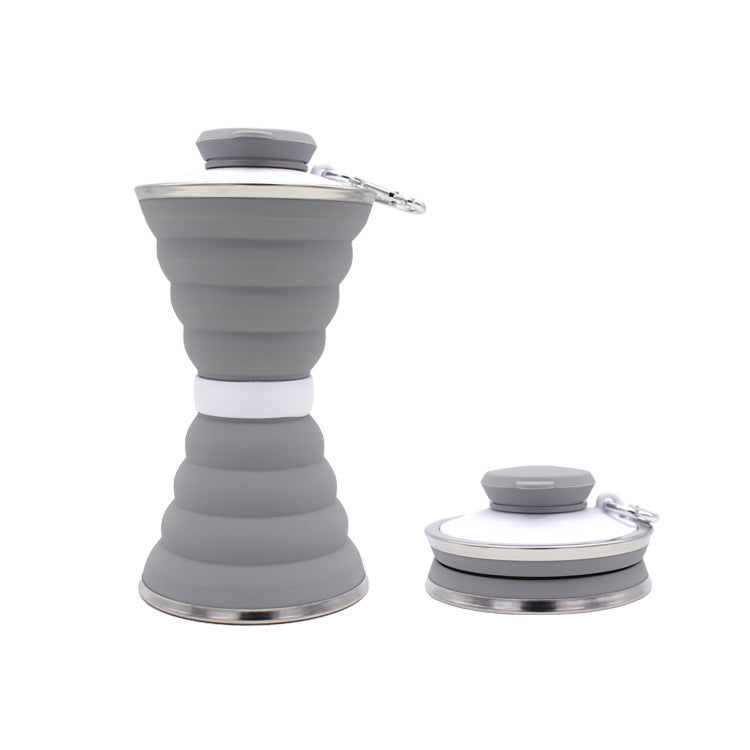 500ML Silicone Water Bottle Cup Foldable Leak Proof Portable Sports Travel Water Bottles For Outdoor Travel Gym Hiking Reuseable Kitchen Gadgets Grey 500ML