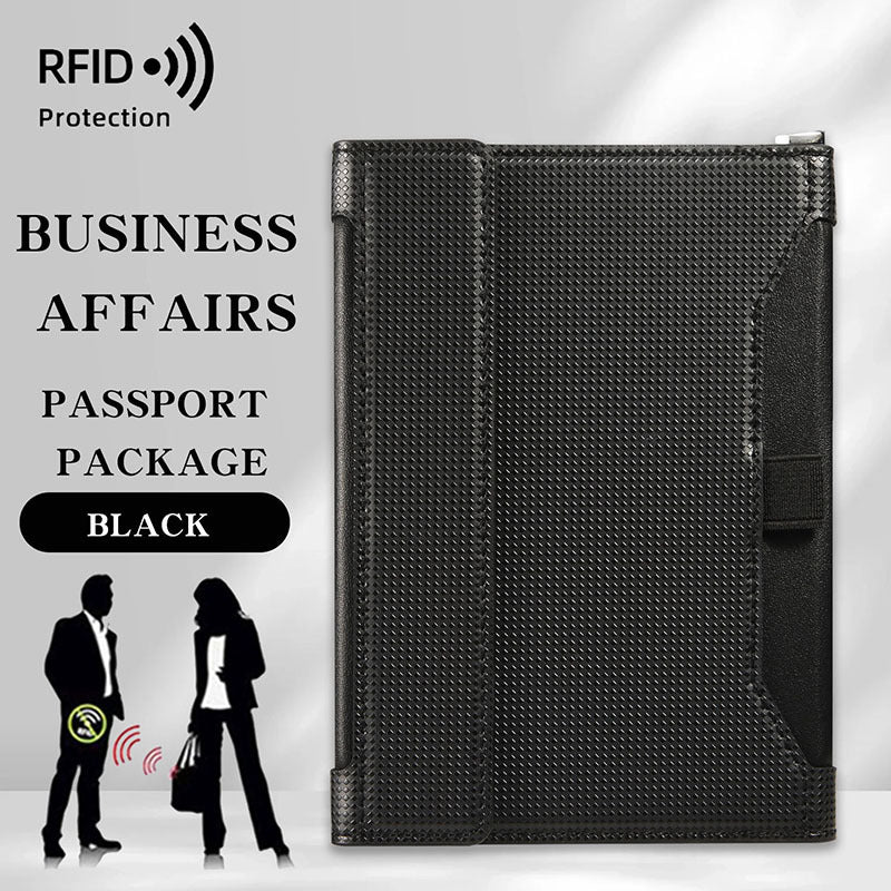 Anti-theft Swiping Stylish And Versatile Large Capacity Passport Case Black 14x11x1.5cm