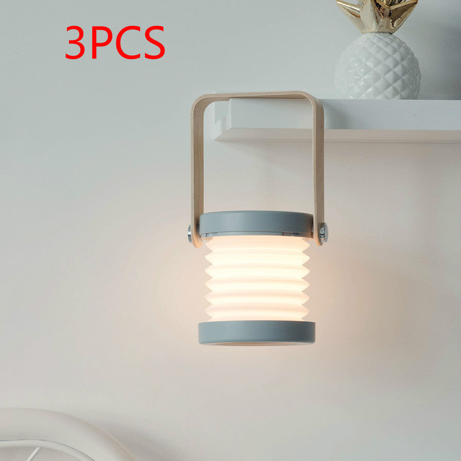 Foldable Touch Dimmable Reading LED Night Light Portable Lantern Lamp USB Rechargeable For Home Decor Grey 3pcs 0.5 watts