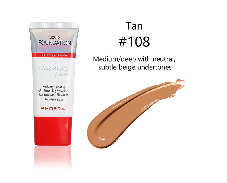 Matte, Silky, Tube Liquid Foundation, Ladies Products 108 Tan