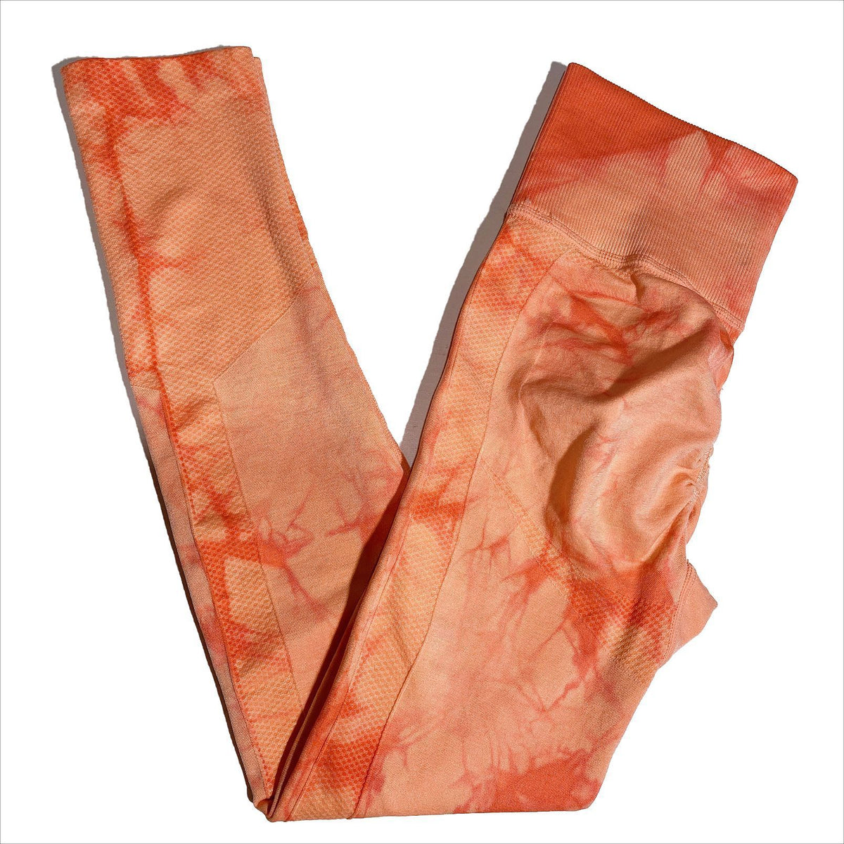 Hip-Lifting Leggings Sports Jacquard High-Waist Yoga Pants Orange