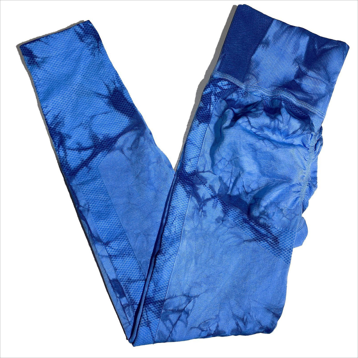 Hip-Lifting Leggings Sports Jacquard High-Waist Yoga Pants Blue