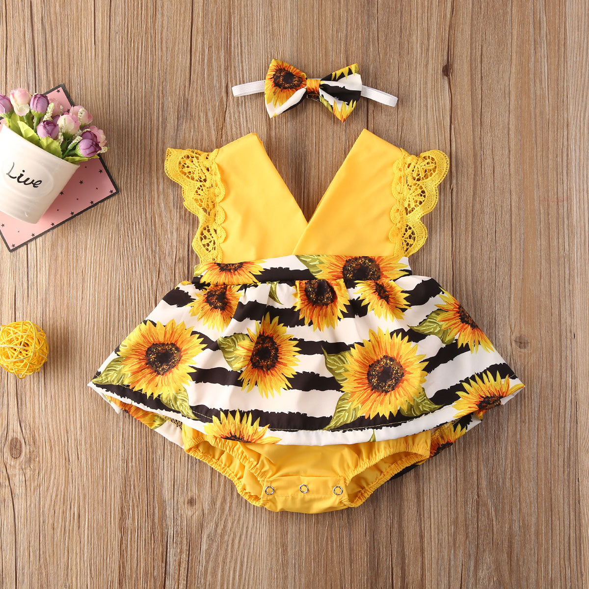 Summer Thin Baby One-piece Romper Yellow