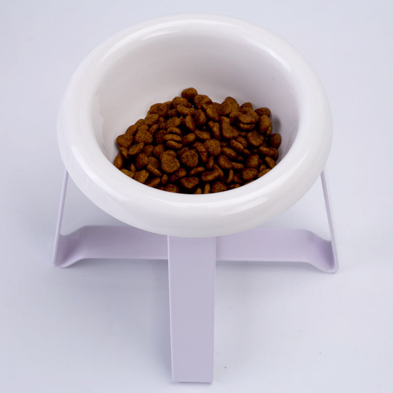 Pet Bowls Creative Antislip Cat Feeding Bowl Cat Food Bowl With Iron Stand 2 In 1 Pet Food Water Feeder Pet Feeding Supplies White small