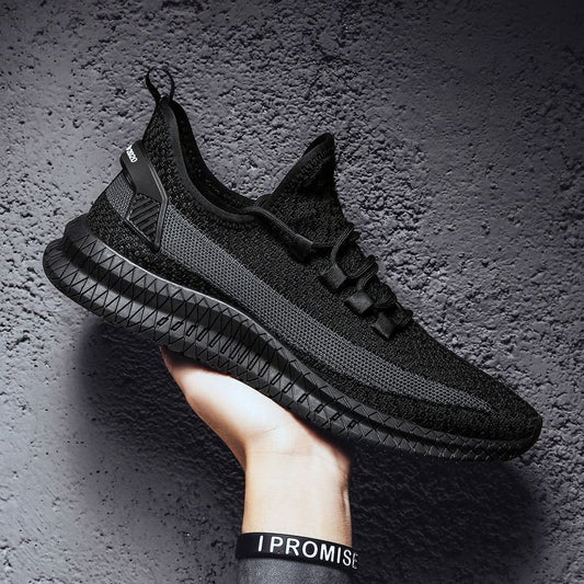 All Black Work Shoes Men's Mesh Men's Shoes Breathable Lightweight Mesh Shoes Summer Mesh Sports Casual Shoes Black 2