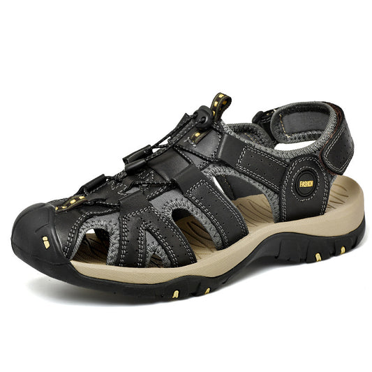 Sandals Summer New First Layer Leather Baotou Men's Outdoor River Upstream Beach Shoes