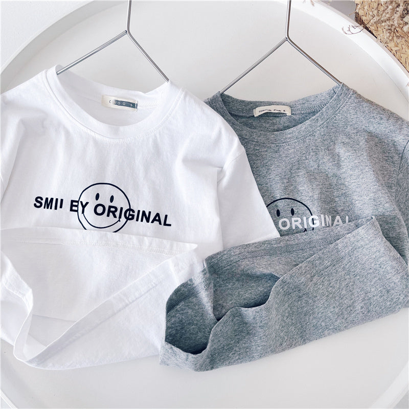 Xiaojiejia Children"s Clothing Boys" Summer Clothing New Boys" T-shirt Summer Children"s Short Sleeve Baby Half Sleeve Top Grey