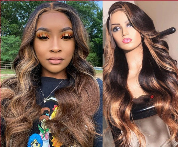 Wig European And American Long Curly Hair Wavy Curly Hair Front Lace African Women Chemical Fiber Wig Cover Gradient wig
