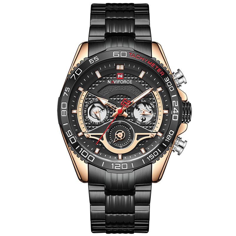 Lingxiang 9185 Men'S Watch Six-Pin Steel Band Watch Men'S Watch Calendar Watch Sports Watch D