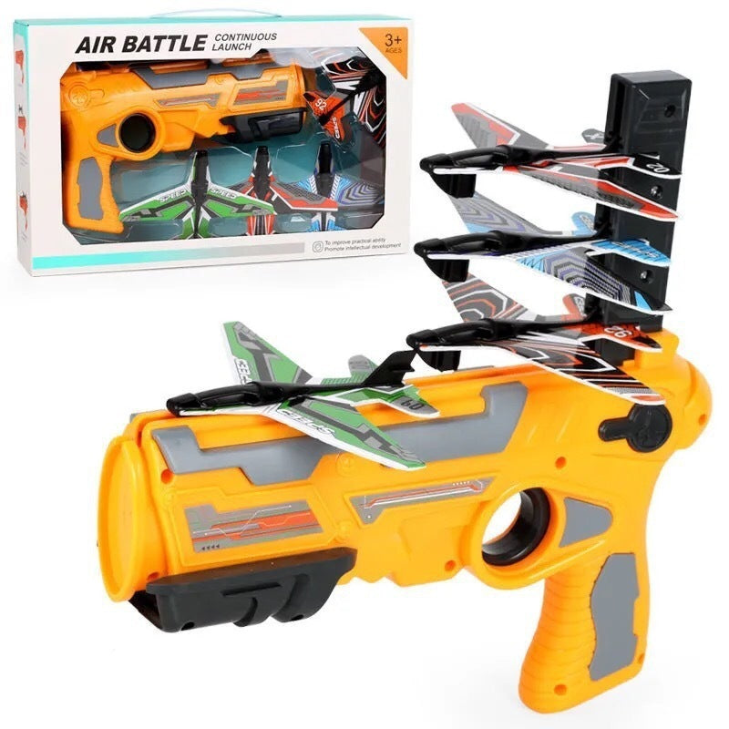Children's Outdoor Boy Toys Hand Throwing Spin Glider Model Launcher Yellow