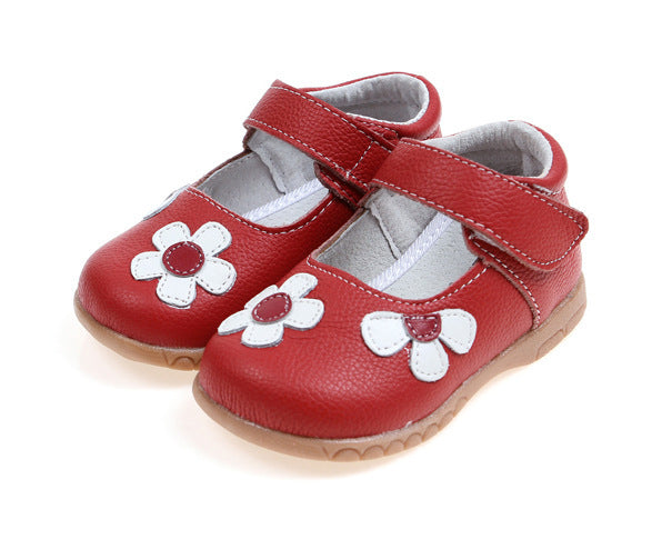 Leather Shoes Korean Princess Shoes Single Shoes Cowhide Children'S Shoes Baby Shoes Red