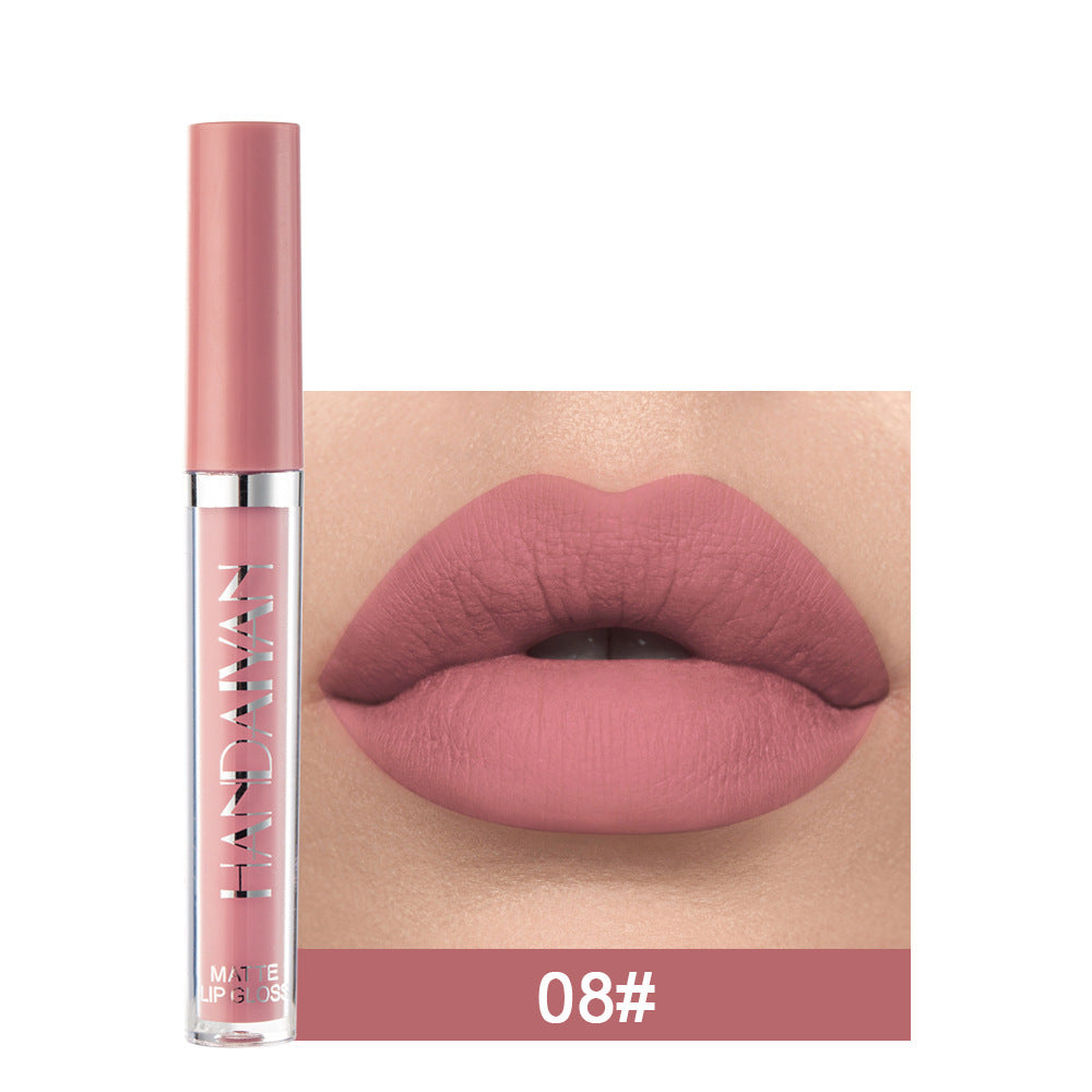 Handaiyan Matte Lip Glaze Liquid Lipstick Mini Tube Lip Gloss Waterproof Non Stick Cup Lip Gloss Genuine 8style