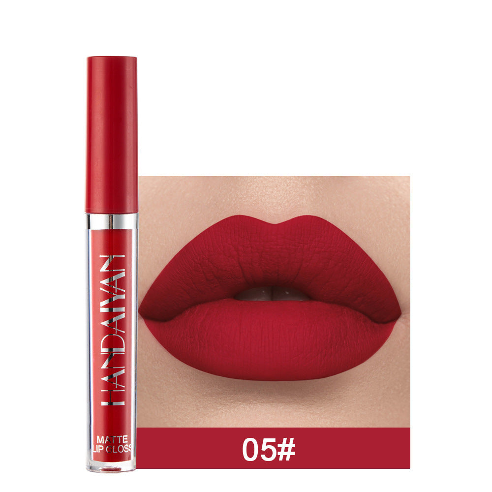 Handaiyan Matte Lip Glaze Liquid Lipstick Mini Tube Lip Gloss Waterproof Non Stick Cup Lip Gloss Genuine 5style