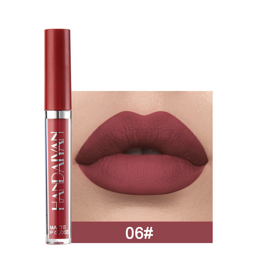 Handaiyan Matte Lip Glaze Liquid Lipstick Mini Tube Lip Gloss Waterproof Non Stick Cup Lip Gloss Genuine 6style