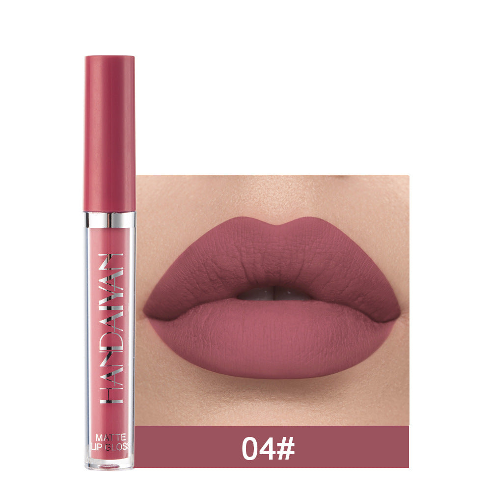 Handaiyan Matte Lip Glaze Liquid Lipstick Mini Tube Lip Gloss Waterproof Non Stick Cup Lip Gloss Genuine 4style