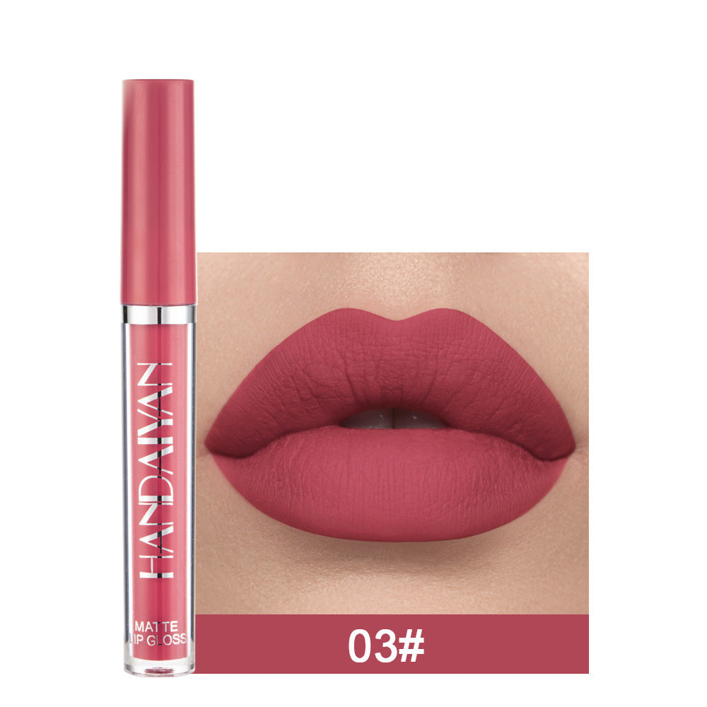 Handaiyan Matte Lip Glaze Liquid Lipstick Mini Tube Lip Gloss Waterproof Non Stick Cup Lip Gloss Genuine 3style