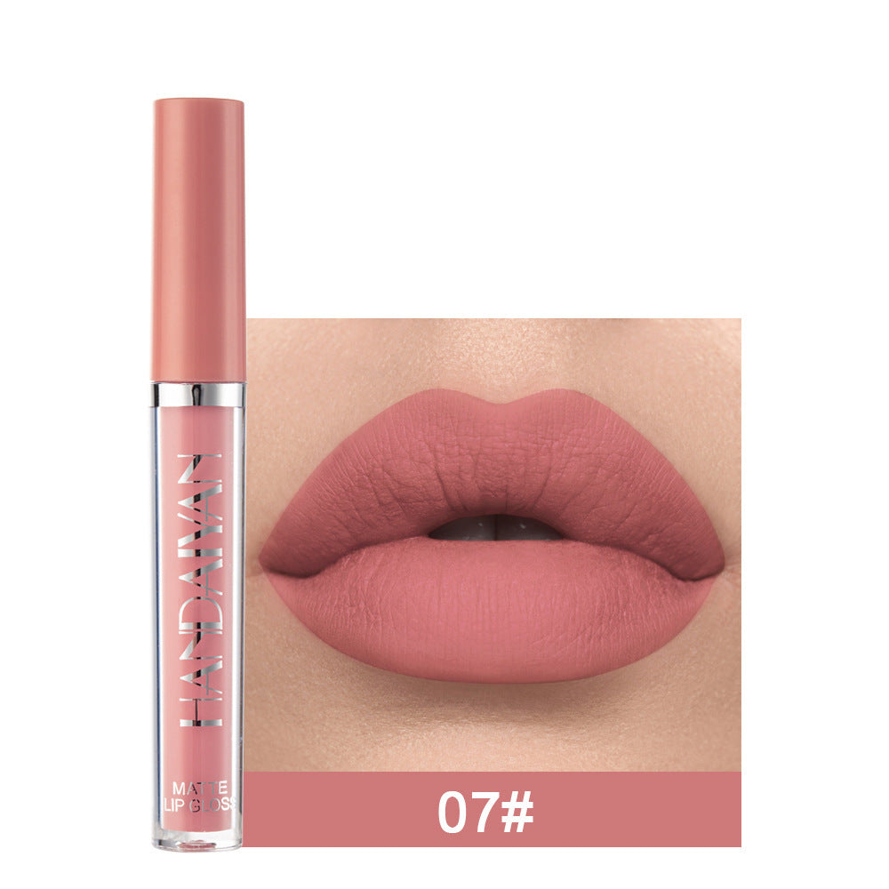 Handaiyan Matte Lip Glaze Liquid Lipstick Mini Tube Lip Gloss Waterproof Non Stick Cup Lip Gloss Genuine 7style