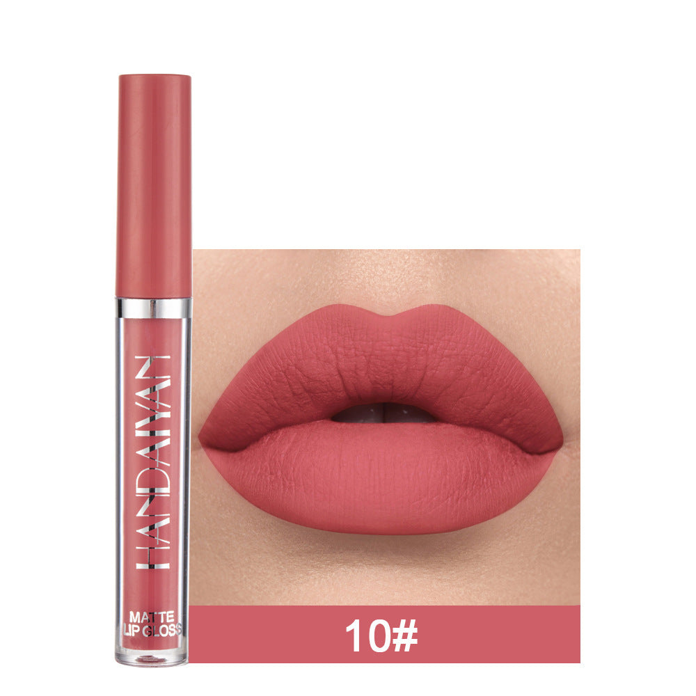Handaiyan Matte Lip Glaze Liquid Lipstick Mini Tube Lip Gloss Waterproof Non Stick Cup Lip Gloss Genuine 10style