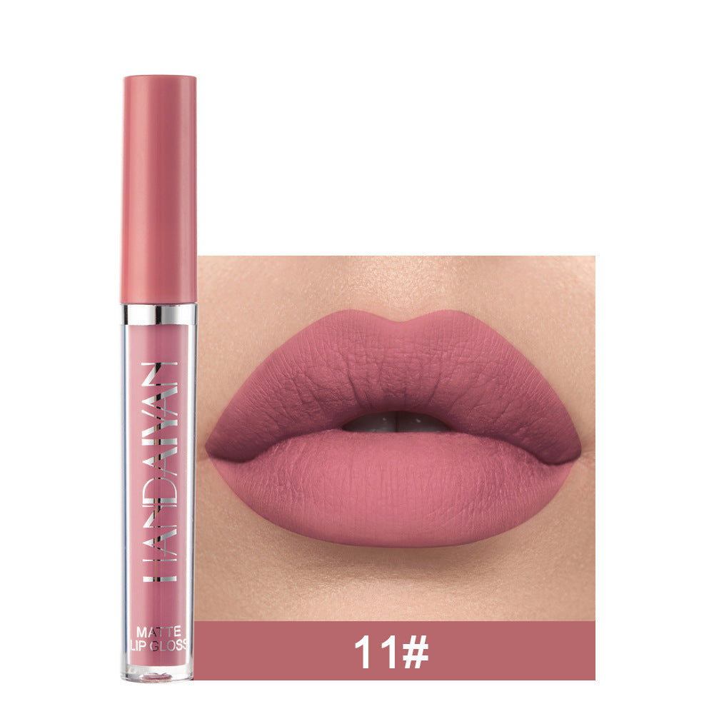 Handaiyan Matte Lip Glaze Liquid Lipstick Mini Tube Lip Gloss Waterproof Non Stick Cup Lip Gloss Genuine 11style