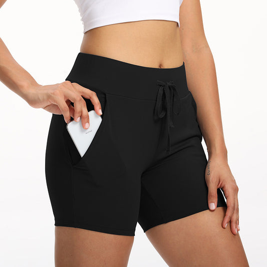Summer Stretch Training Pocket Fitness Shorts Black