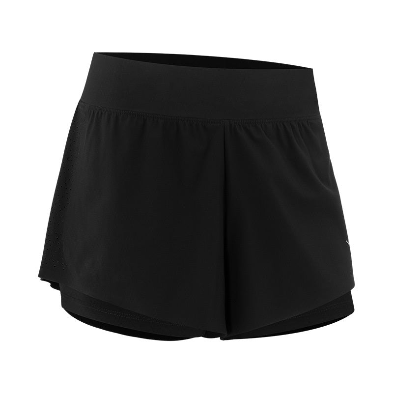 Anti-fake Two-piece Sports Shorts Women Loose Running Outside Wear Black