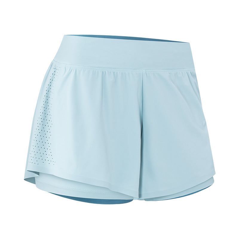 Anti-fake Two-piece Sports Shorts Women Loose Running Outside Wear Blue
