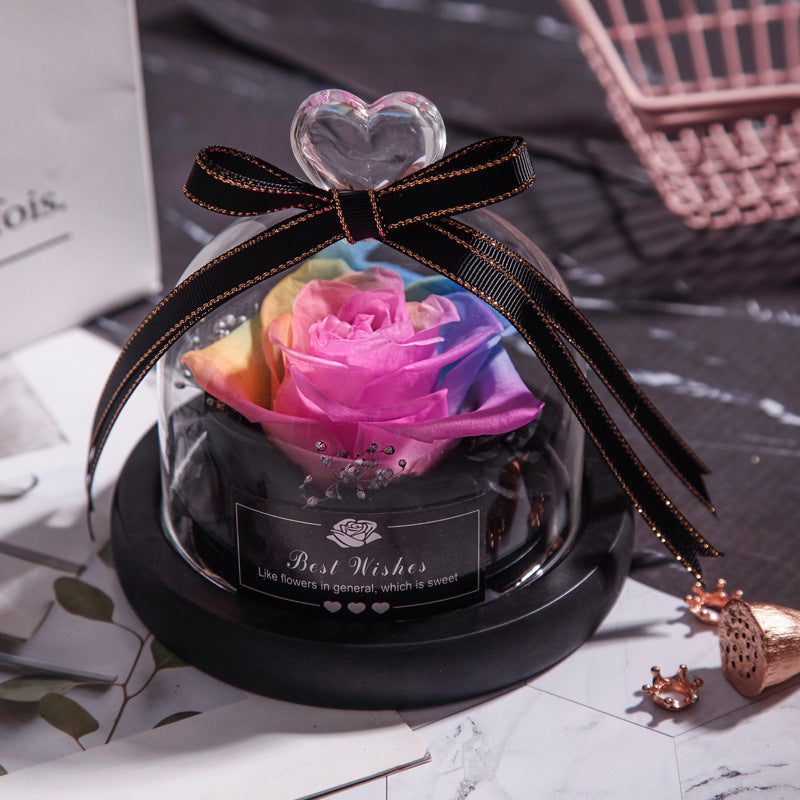 Valentine's Day Christmas Dried Flowers For Home Decor Wedding Gifts Dried Flowers Eternal Real Rose Home Decor With LED In Glass Colorful