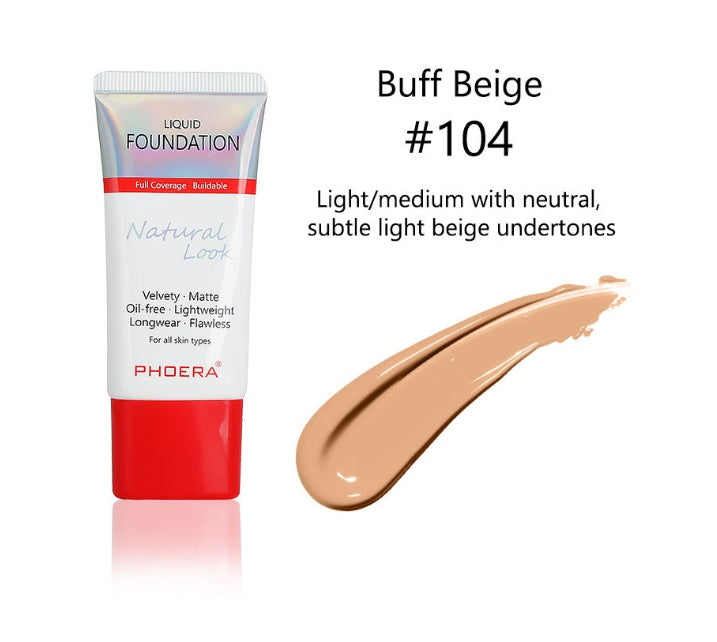 Matte, Silky, Tube Liquid Foundation, Ladies Products 104 Buff Beige