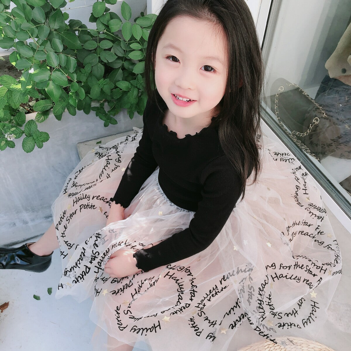 Girls' dresses 02Black Letter