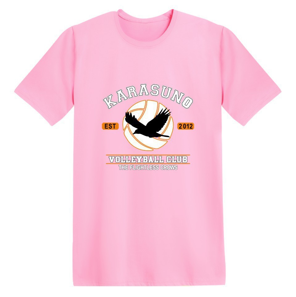 Harajuku T-Shirt Men Anime T Shirt Haikyuu t shirt Anime Tops Tees Pink