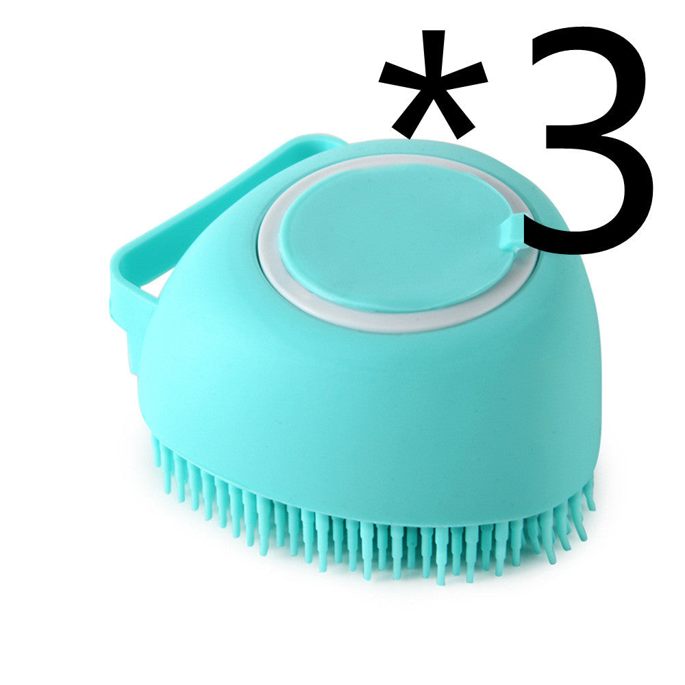 Silicone Dog Bath Massage Gloves Brush Pet Cat Bathroom Cleaning Tool Comb Brush For Dog Can Pour Shampoo Dog Grooming Supplies Green 3PC Heartshaped
