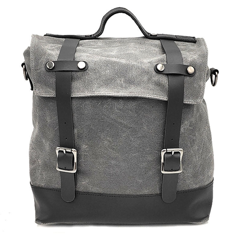Thick Waterproof Large Capacity Canvas Motorcycle Side Bag Cement Gray