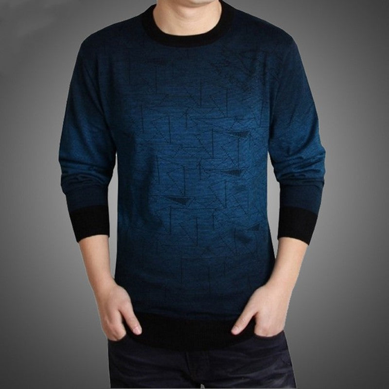 Long sleeve t-shirt middle-aged men 6552Blue