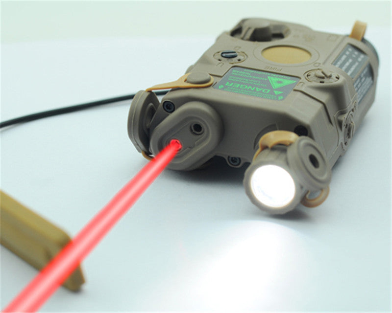Full-featured LED white light + green laser indicator with IR lens Tan