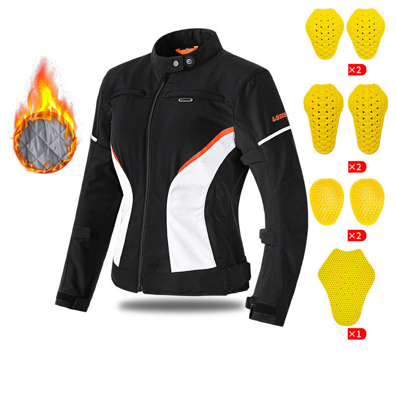 Women's Waterproof And Warm Motorcycle Riding Clothes Black and white