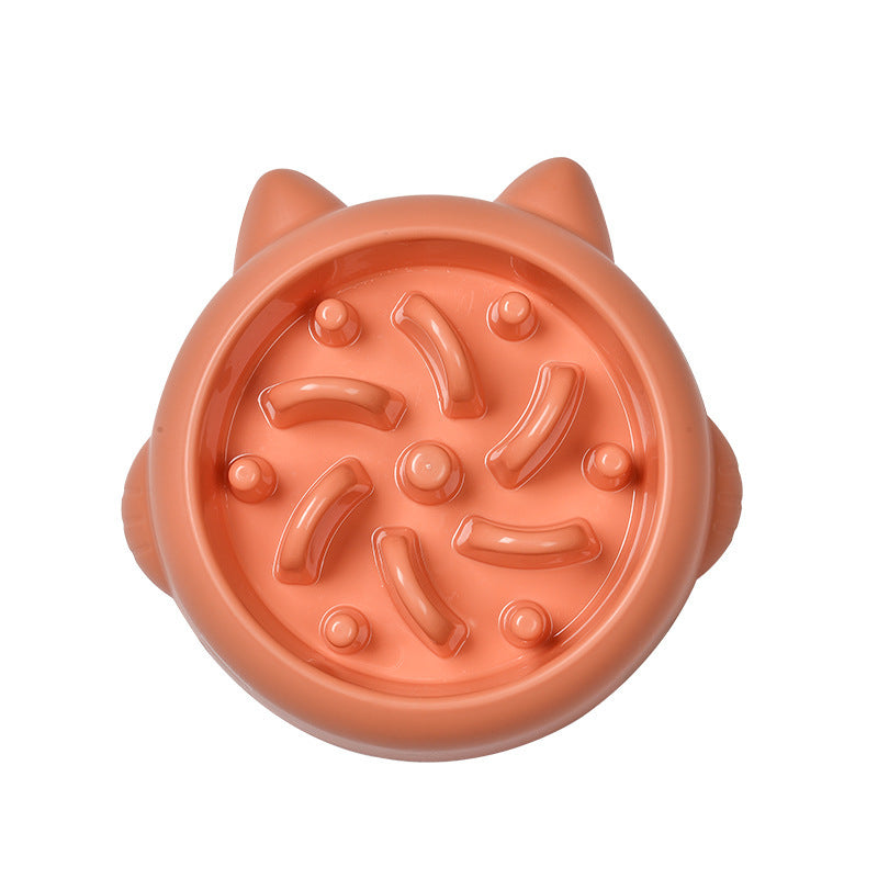 Pet Dog Cat Slow Feeder Bowls Anti Choking Slow Feeder Dish Bowl Home Dog Eating Plate Anti Gulping Bowl Supplies Orange