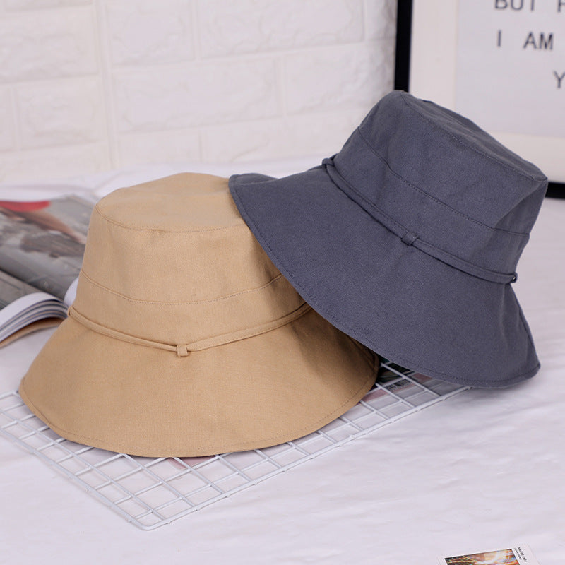 Women's summer solid color fisherman hat