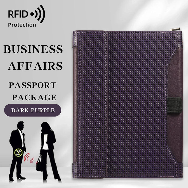 Anti-theft Swiping Stylish And Versatile Large Capacity Passport Case Dark Purple 14x11x1.5cm