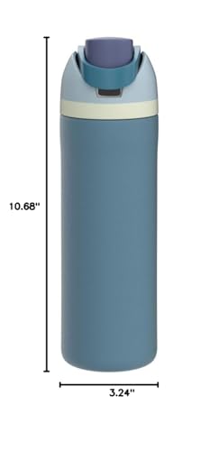 Owala FreeSip Insulated Stainless Steel Water Bottle with Straw for Sports and Travel, BPA-Free, 24-oz, Blue/Teal (Denim)
