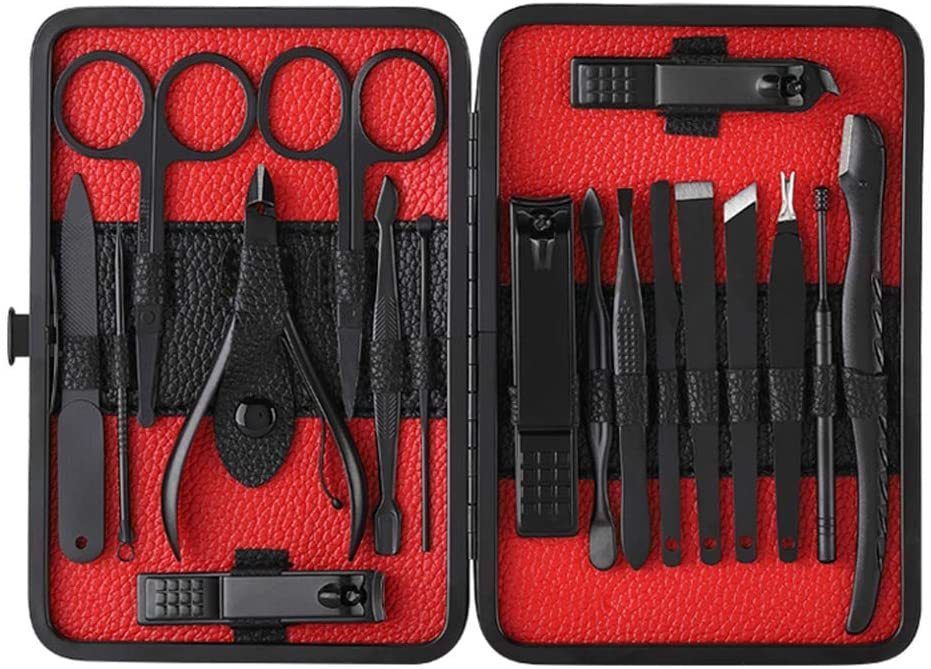 Stainless steel nail clippers set Black Q18pcs
