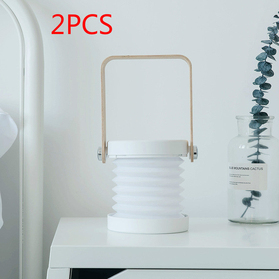 Foldable Touch Dimmable Reading LED Night Light Portable Lantern Lamp USB Rechargeable For Home Decor White 2pcs 0.5 watts