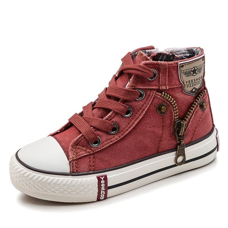 Autumn Expert Skill Children Casual Shoes Boys Girls Sport Shoes Breathable Denim Sneakers Kids Canvas Shoes Baby Boots Orange Red