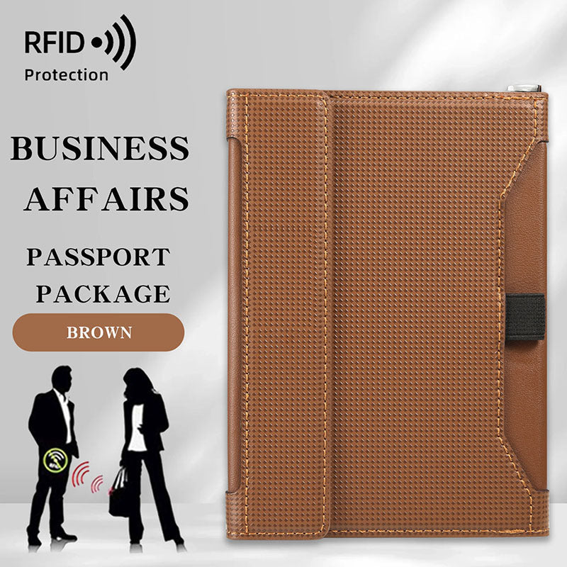 Anti-theft Swiping Stylish And Versatile Large Capacity Passport Case Brown 14x11x1.5cm