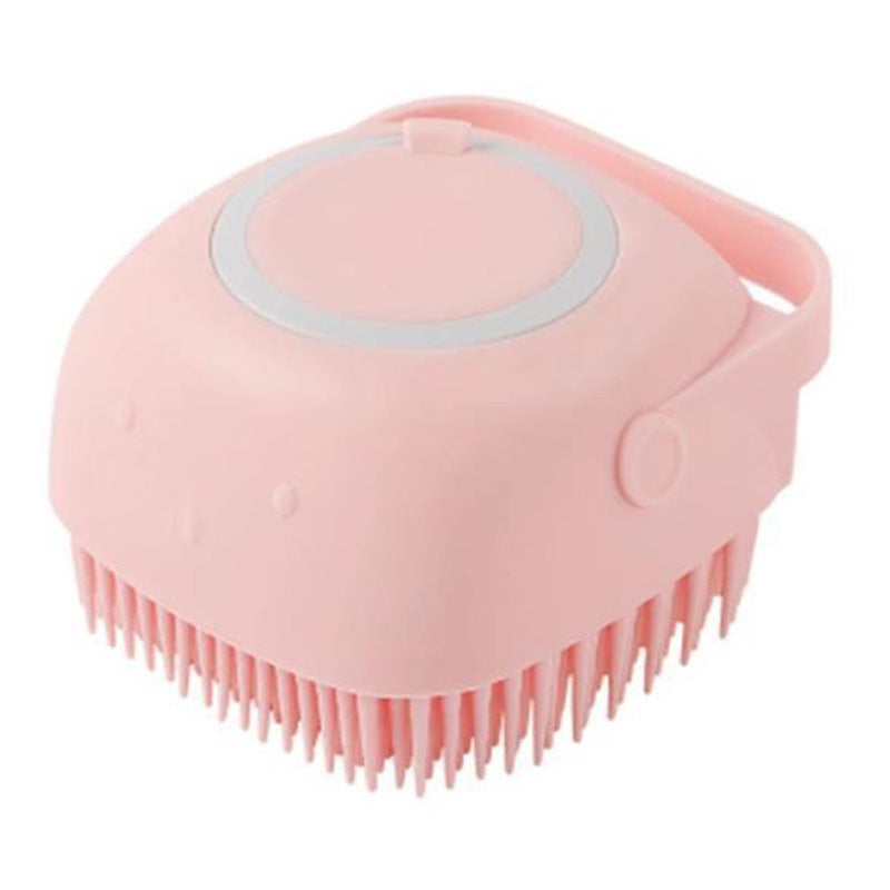 Silicone Dog Bath Massage Gloves Brush Pet Cat Bathroom Cleaning Tool Comb Brush For Dog Can Pour Shampoo Dog Grooming Supplies Pink square