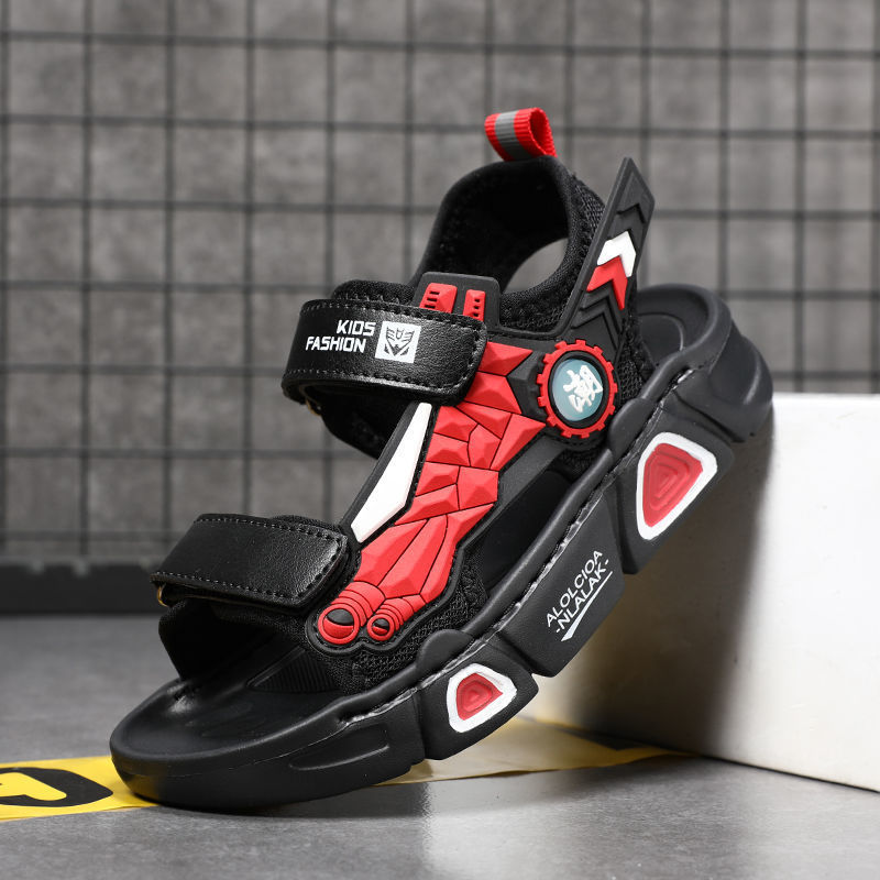 New Boys Beach Velcro Soft Sole Sandals 2121black red